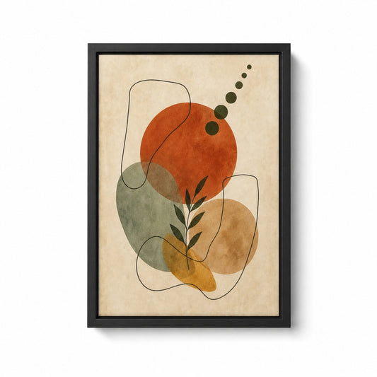 Organic Shapes Earthtone Abstract Poster Floater Frame Canvas Wall Art - modern wall decor by JOJOShop