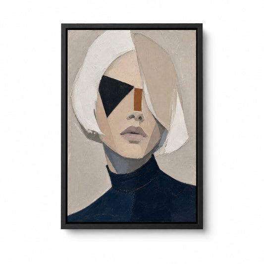 White Bob Geometric Minimal Portrait Floater Frame Canvas Wall Art - modern wall decor by JOJOShop