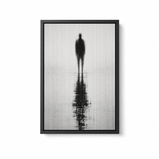 Glitch Ghost Black White Reflection Floater Frame Canvas Wall Art - canvas wall art by AUSJOJO