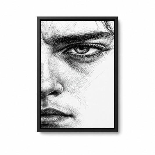 Extreme Eye Pen Sketch Floater Frame Canvas Wall Art — white-background product view, image 2