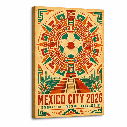 Mexico City Aztec Totem 01 Soccer Canvas Wall Art - soccer canvas wall art by AUSJOJO