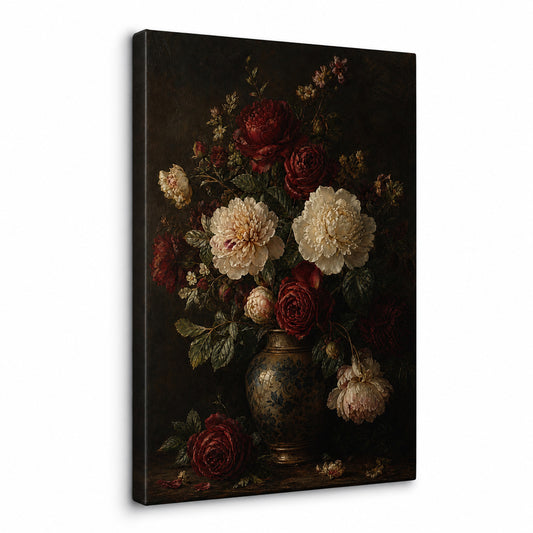 Victorian Dark Floral Canvas Wall Art - floral wall decor by AUSJOJO