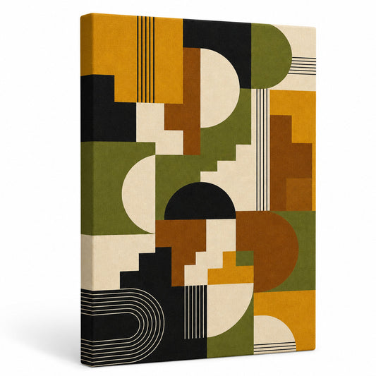 Mid-Century Bauhaus Stepped Geometry Canvas Wall Art 05 - modern wall decor by AUSJOJO