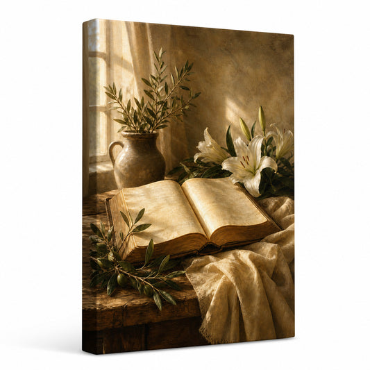 Bible Garden Still Life Canvas Wall Art - farmhouse wall decor by AUSJOJO