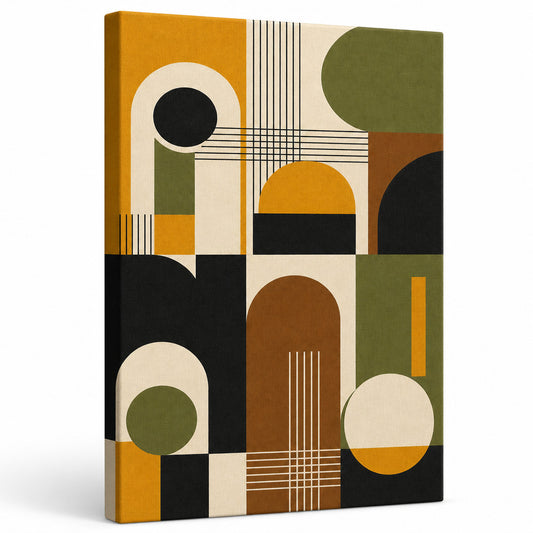 Mid-Century Bauhaus Interlocking Geometry Canvas Wall Art 02 - modern wall decor by AUSJOJO
