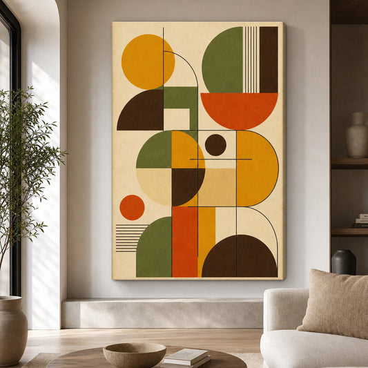 Bauhaus Geometric Mid-Century Modern Canvas Wall Art 01 wall
