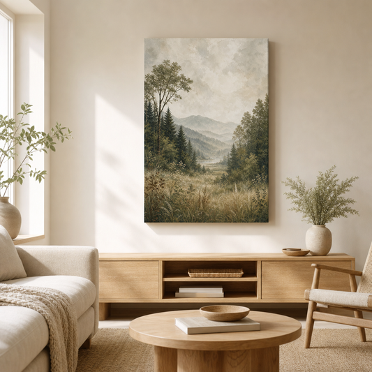 Serene Forest Nature Canvas Wall Art - Living room wall mockup