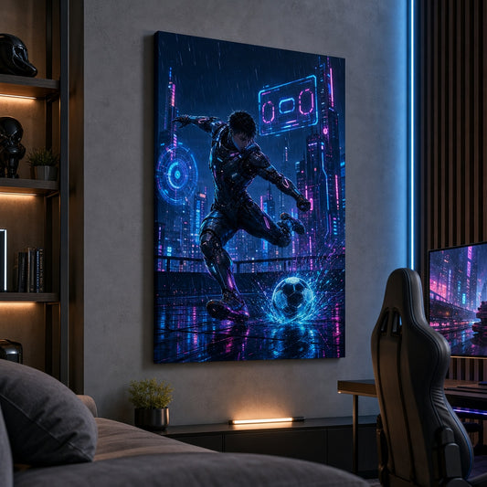 Mecha Rooftop Soccer Canvas Wall Art living room wall mockup