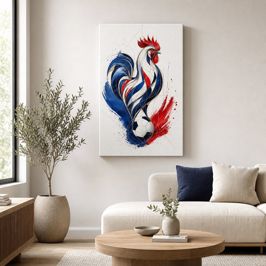 France Rooster National Pride Soccer Canvas Wall Art living room wall mockup