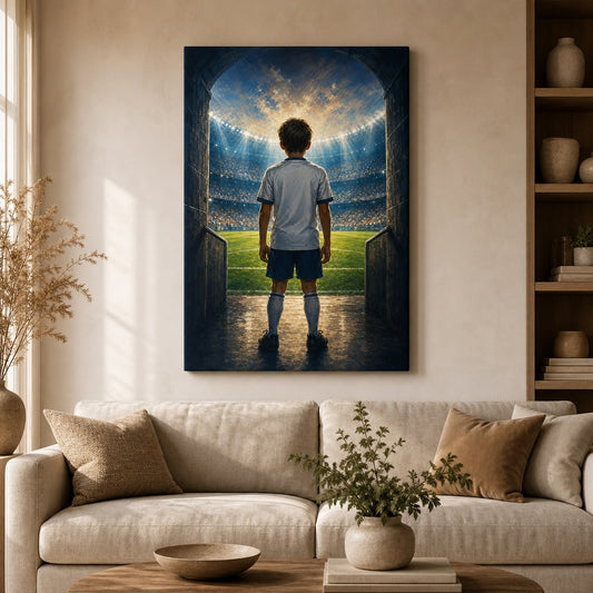 Custom Youth Soccer Dream Tunnel Canvas Wall Art wall mockup generated with gpt-image-2