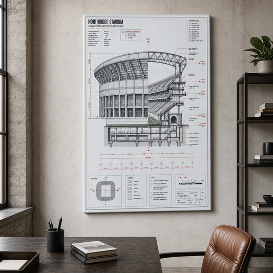 Engineering Stadium Cutaway Canvas Wall Art living room wall mockup