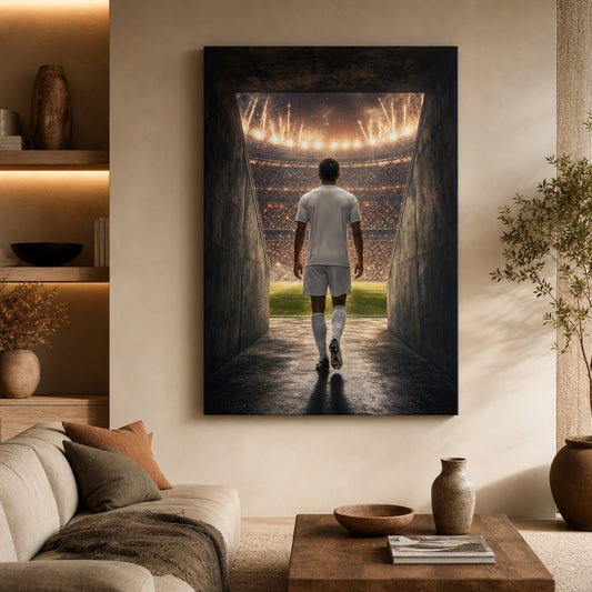 Custom Soccer Player Tunnel Canvas Wall Art wall mockup generated with gpt-image-2