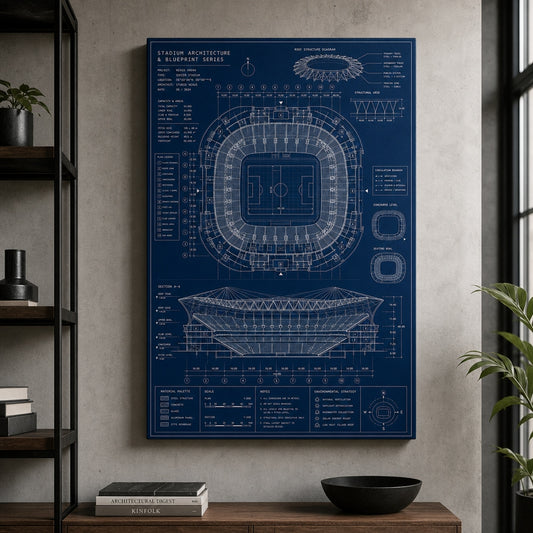 Blueprint Grand Stadium Cutaway Canvas Wall Art living room wall mockup