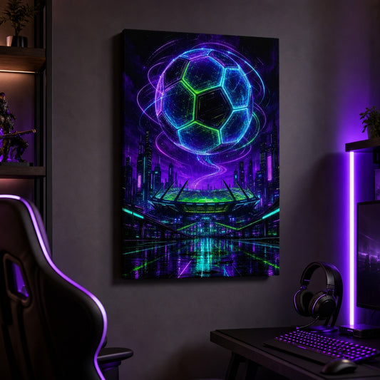 Hologram Ball City Soccer Canvas Wall Art canvas wall art lifestyle mockup