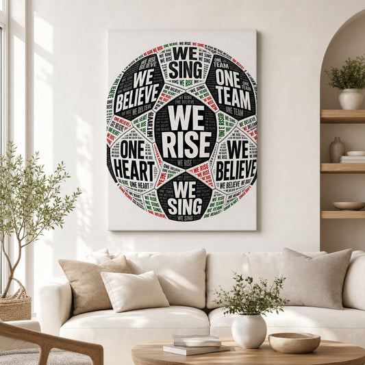 One Team One Heart Chant Typography Canvas Wall Art living room wall mockup