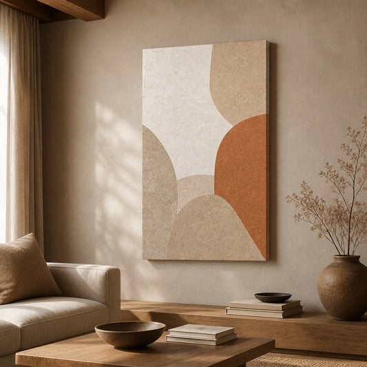 Japandi Plaster Abstract Canvas Wall Art canvas wall art lifestyle mockup