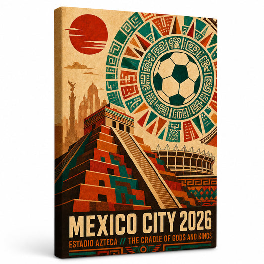 Mexico City Aztec Totem 02 Soccer Canvas Wall Art - soccer canvas wall art by AUSJOJO