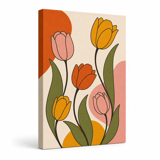 Retro Tulips Mid-Century Canvas Wall Art - modern wall decor by AUSJOJO