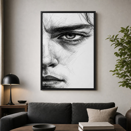 Extreme Eye Pen Sketch Floater Frame Canvas Wall Art - canvas wall art by AUSJOJO