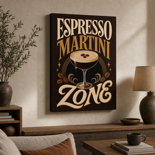 Espresso Martini Zone Typographic Canvas Wall Art 05 wall mockup