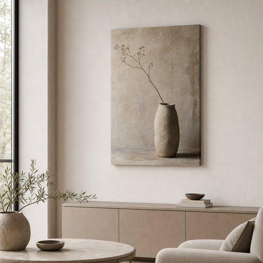 Wabi Sabi Ceramic Vase Canvas Wall Art — room scene