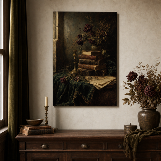 Dark Academia Library Canvas Wall Art canvas wall art lifestyle mockup
