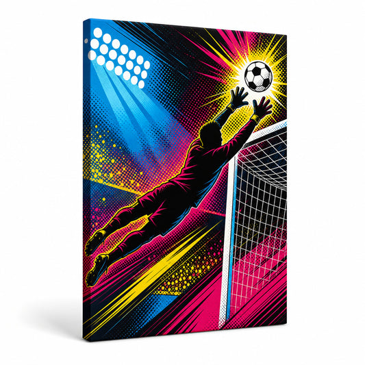 Pop Art Goalkeeper Save Soccer Canvas Wall Art - soccer canvas wall art by AUSJOJO