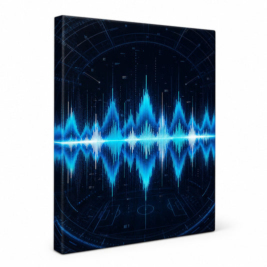Blue Cyan Tech Soundwave Modern Canvas Painting Wall Decor - modern wall decor by AUSJOJO