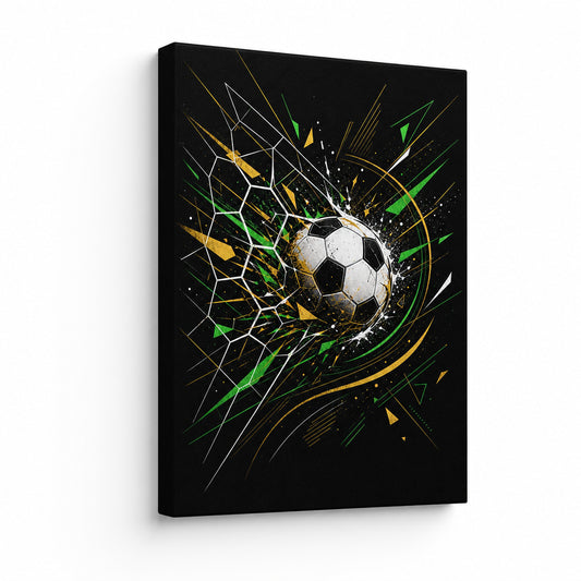 Geometric Net Breakthrough Soccer Canvas Wall Art - soccer canvas wall art by AUSJOJO