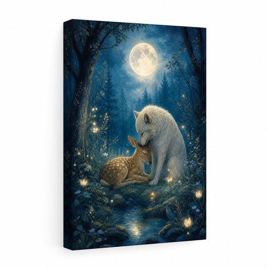 Moonlit Forest Glowing Plants Healing Canvas Wall Art - canvas wall art by AUSJOJO