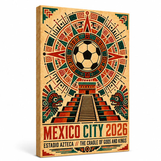 Mexico City Aztec Totem 03 Soccer Canvas Wall Art - soccer canvas wall art by AUSJOJO