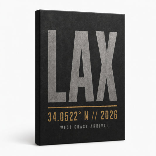 LAX Airport Code Coordinates Canvas Wall Art - canvas wall art by AUSJOJO