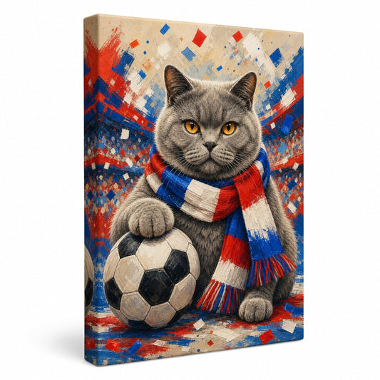 British Shorthair Soccer Fan Canvas Painting Wall Decor - soccer canvas wall art by AUSJOJO