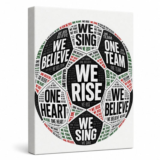 One Team One Heart Chant Typography Canvas Wall Art - soccer canvas wall art by AUSJOJO
