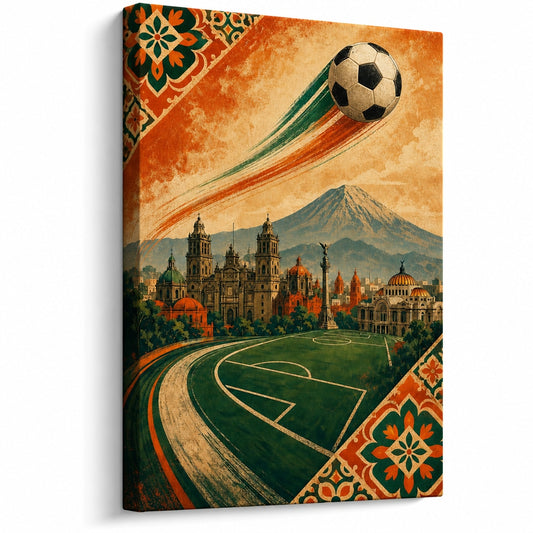 Mexico City Heritage Soccer Canvas Painting Wall Decor - soccer canvas wall art by AUSJOJO