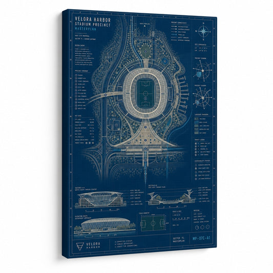 Host City Stadium Masterplan Canvas Wall Art - soccer canvas wall art by AUSJOJO