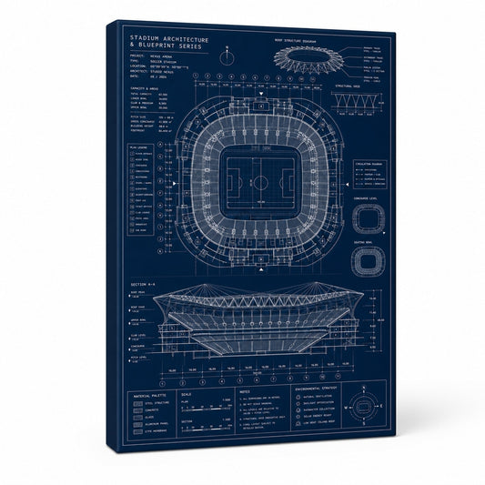 Blueprint Grand Stadium Cutaway Canvas Painting Wall Decor - soccer canvas wall art by AUSJOJO
