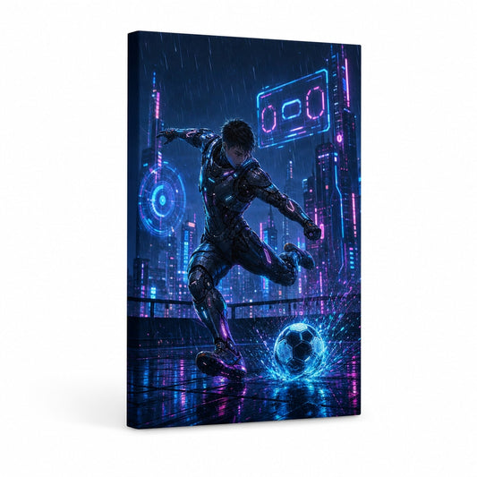 Mecha Rooftop Soccer Canvas Painting for Game Room Decor - soccer canvas wall art by AUSJOJO