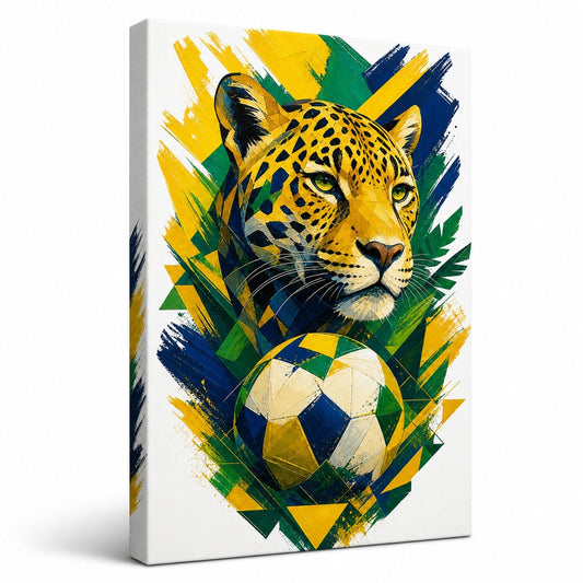 Brazil Jaguar National Pride Soccer Canvas Wall Art - soccer canvas wall art by AUSJOJO