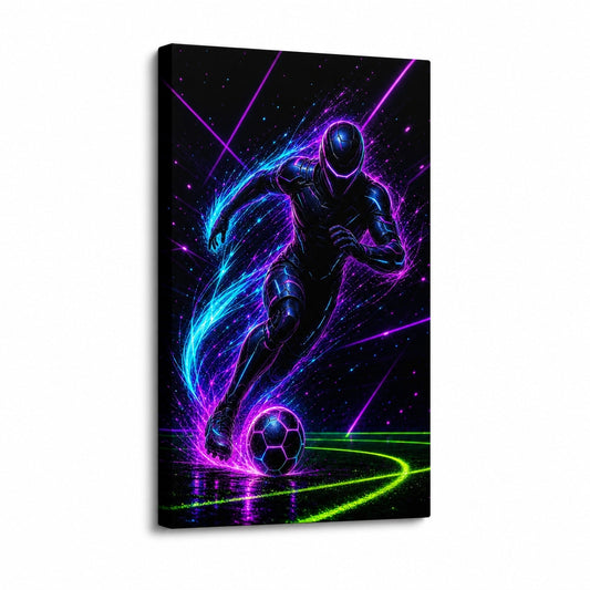 Neon Dribble Light Burst Soccer Canvas Painting Wall Decor - soccer canvas wall art by AUSJOJO