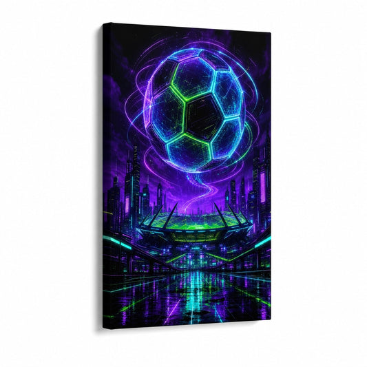 Hologram Ball City Soccer Canvas Wall Art - soccer canvas wall art by AUSJOJO