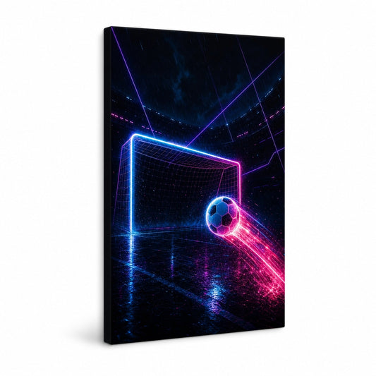 Neon Goal Trails Soccer Canvas Painting for Game Room Decor - soccer canvas wall art by AUSJOJO