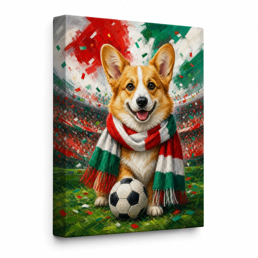 Corgi Soccer Fan Canvas Wall Art - soccer canvas wall art by AUSJOJO