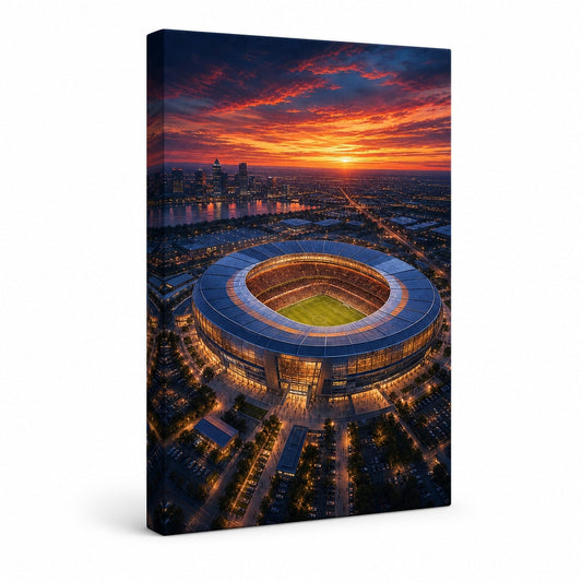 Twilight Aerial Stadium Art Canvas Painting Wall Decor - soccer canvas wall art by AUSJOJO