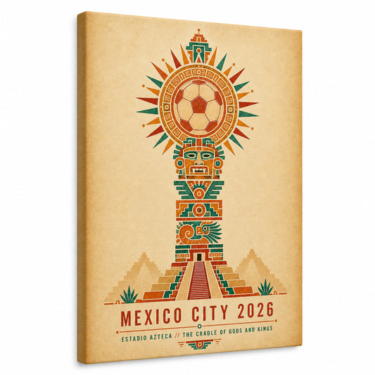 Mexico City Aztec Totem 04 Soccer Canvas Wall Art - soccer canvas wall art by AUSJOJO