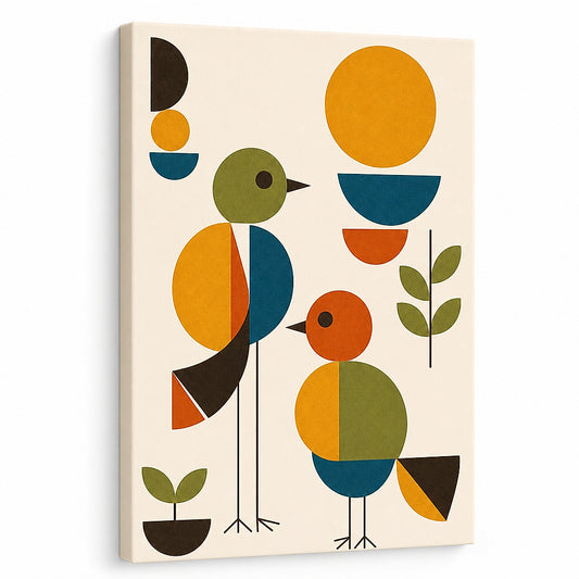 Abstract Birds Mid-Century Canvas Wall Art - modern wall decor by AUSJOJO