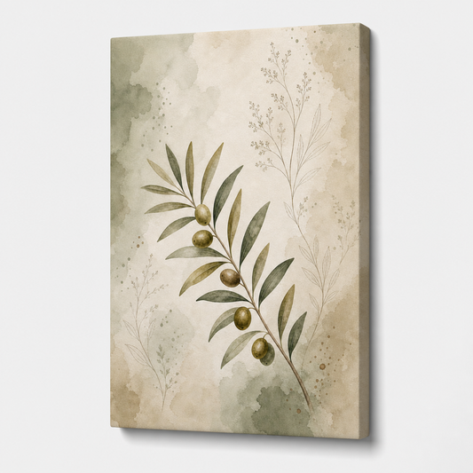 Olive Branch Botanical Line Art Canvas Painting Wall Decor - botanical canvas wall art by AUSJOJO
