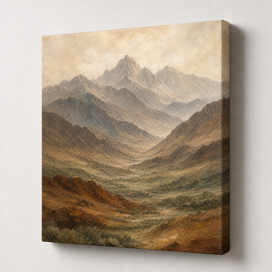 Earth Tone Mountain Landscape Canvas Wall Art - canvas wall art by AUSJOJO