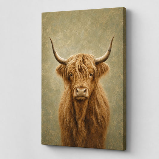 Highland Cow Rustic Animal Canvas Painting Wall Art - farmhouse wall decor by AUSJOJO