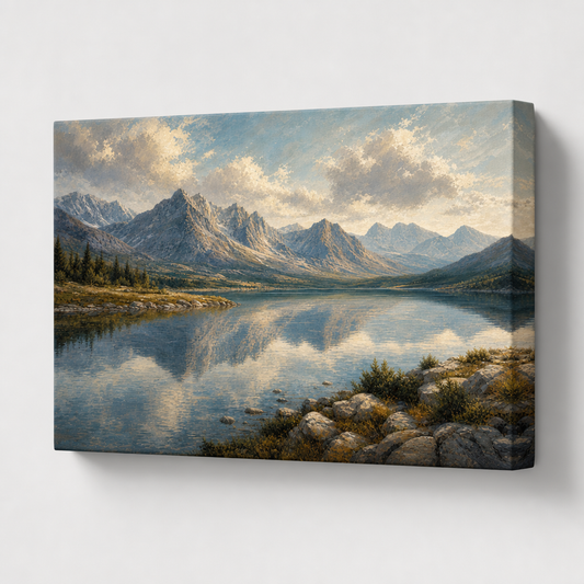 Mountain Lake Canvas Painting for Living Room Decor - canvas wall art by AUSJOJO